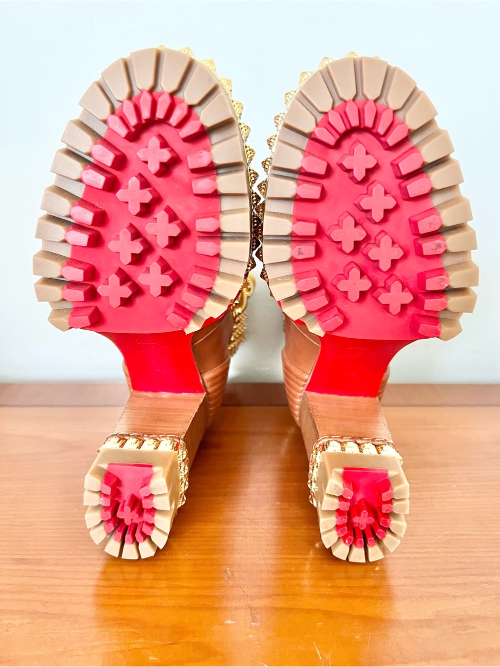 Christian Louboutin Yeti Donna Ankle Boots With Gold Spikes Size 40 Super Rare. - Picture 7 of 9